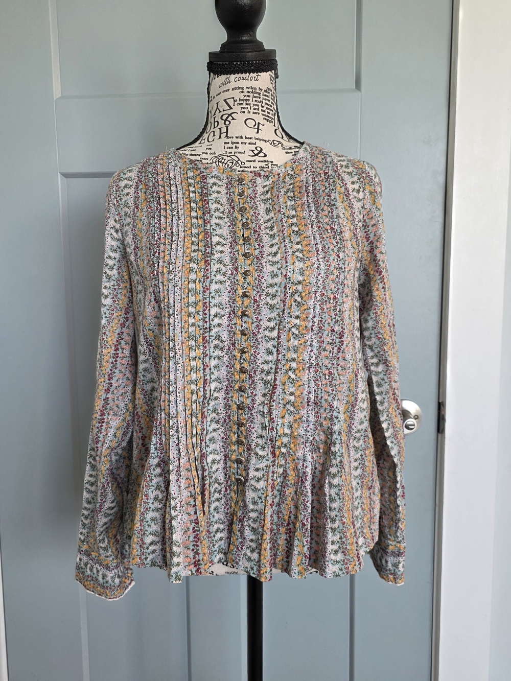 ​Maeve Anthropologie Floral Pintuck Cotton Blouse XXS Boho Cottagecore Top